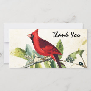 Modern Watercolor Red Cardinal Funeral Thank you Card