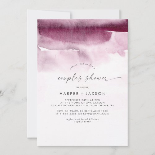 Modern Watercolor  Red Couples Shower Invitation