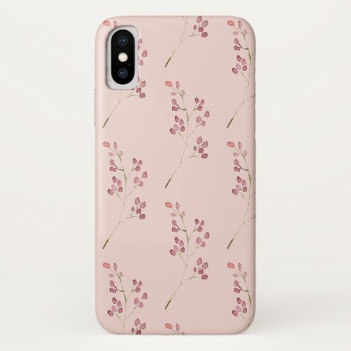 Modern Watercolor Red Flower Pattern iPhone XS Case