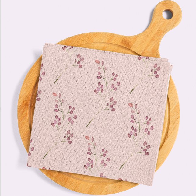 Modern Watercolor Red Flower Pattern Kitchen Towel (Creator Uploaded)