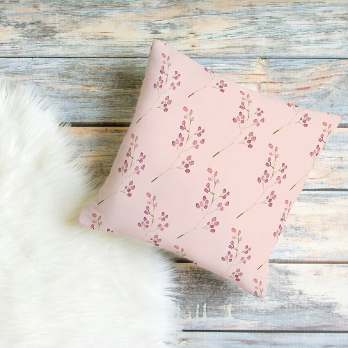 Modern Watercolor Red Flower Pattern Outdoor Pillow