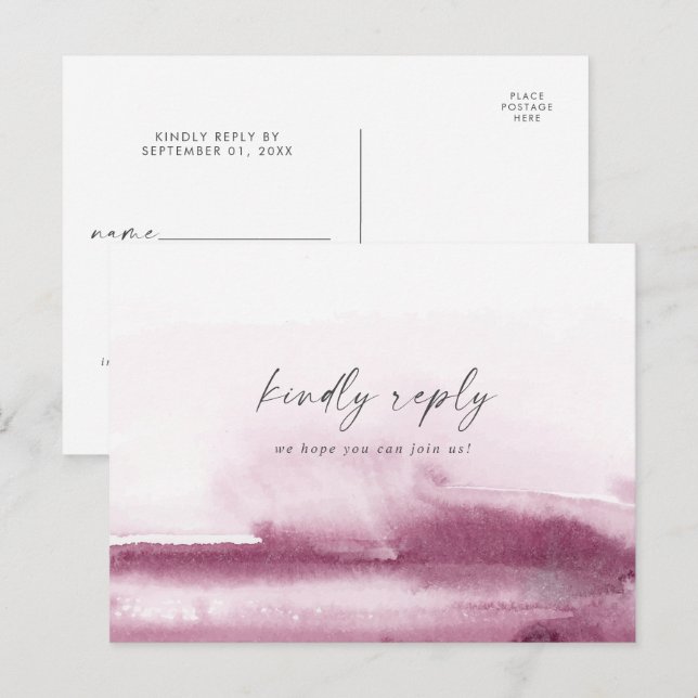 Modern Watercolor | Red Menu Choice RSVP (Front/Back)