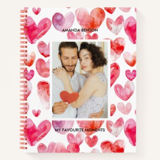 Modern Watercolor Red & Pink Hearts Pattern