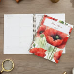 Modern Watercolor Red Poppies Planner<br><div class="desc">This simple design adds style to your day,  with a watercolor art graphic floral background of stunning red,  green,  black and white poppies. Add a name to personalize it. Makes a great bridal shower,  Christmas or Mother's Day gift. Created by Simply Farmhouse Press.</div>