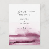 Modern Watercolor | Red Save the Date Invitation Postcard (Front)