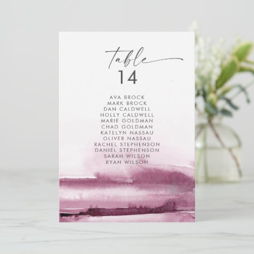 Modern Watercolor  Red Seating Chart Cards
