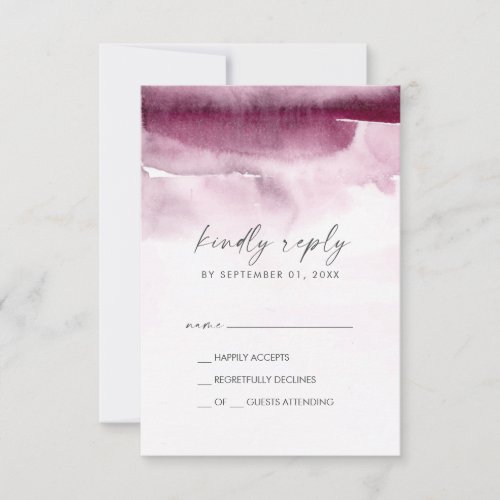Modern Watercolor  Red Simple RSVP Card