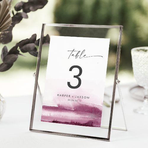 Modern Watercolor  Red Table Number