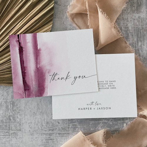 Modern Watercolor  Red Thank You Card