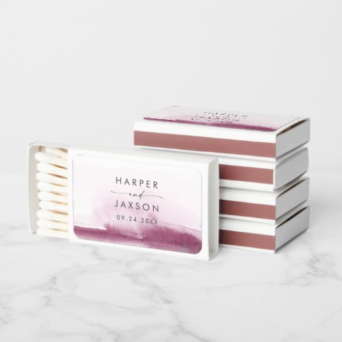 Modern Watercolor  Red Wedding Favor Matchboxes