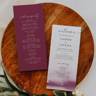 Modern Watercolor   Red Wedding Program