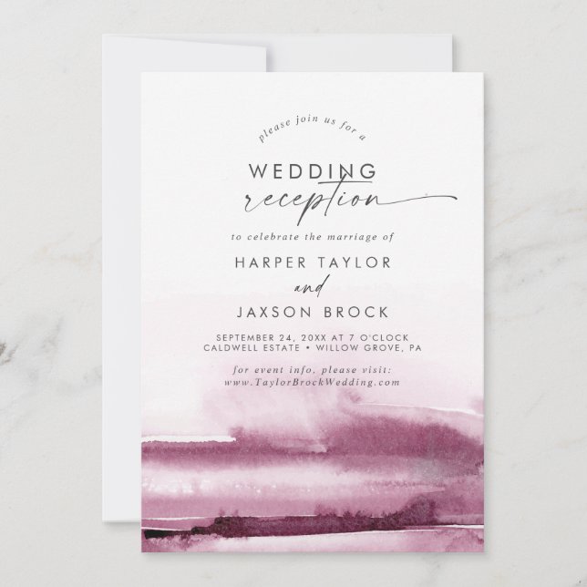 Modern Watercolor | Red Wedding Reception Invitation (Front)