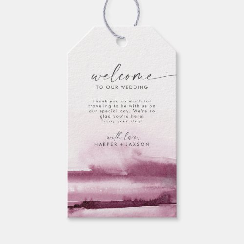 Modern Watercolor  Red Wedding Welcome Gift Tags