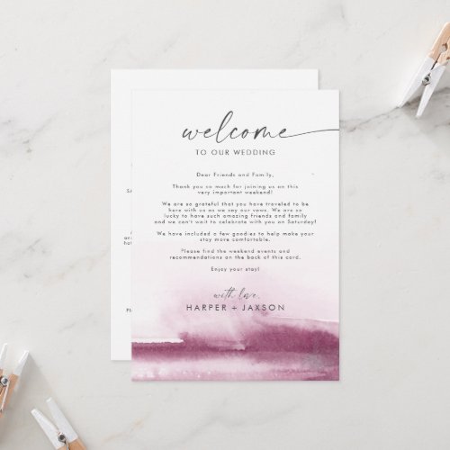 Modern Watercolor Red Welcome Letter  Itinerary