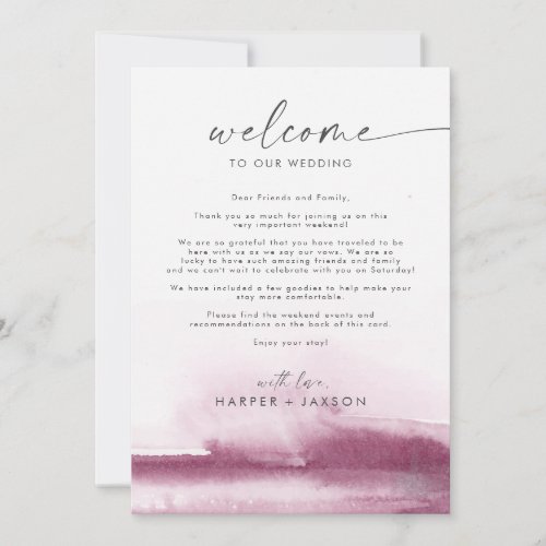 Modern Watercolor Red Welcome Letter  Itinerary