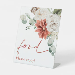 Modern Watercolor Red Winter Christmas Food Sign