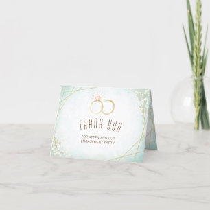 Modern Watercolor Rings Twigs Teal Geometric Photo Thank You Card
