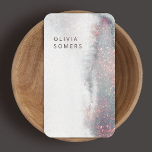 Modern Watercolor Rose Gold Glitter Business Card
