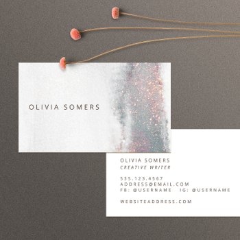 Modern Watercolor Rose Gold Glitter Business Card by sm_business_cards at Zazzle