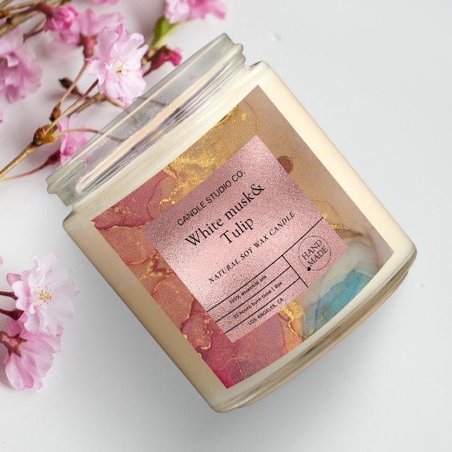 Modern Watercolor Rose Gold Luxury Candle Label (Creator Uploaded)