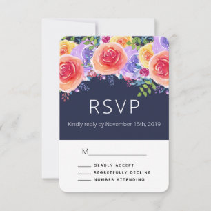 Modern Watercolor Roses Floral Bouquet Weddin RSVP