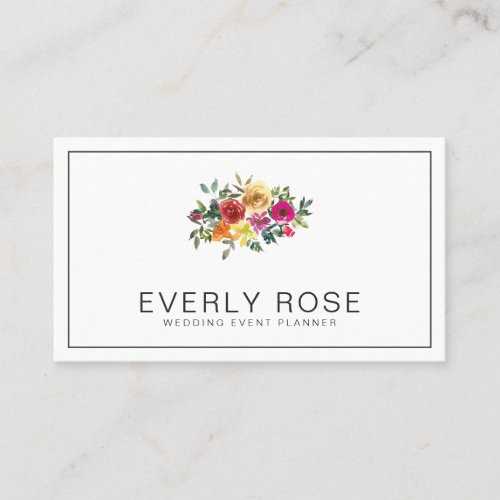 Modern Watercolor Roses Floral Business Card