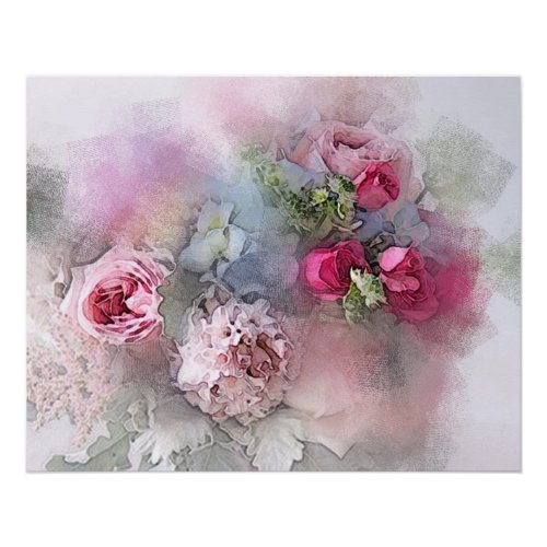 Modern Watercolor Roses Flowers Floral Elegant Poster