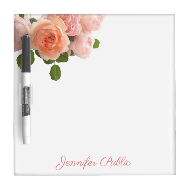 Modern Watercolor Roses Personalized Template Dry Erase Board (Front)