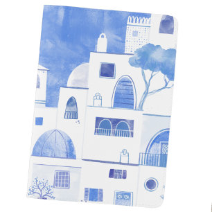Modern Watercolor Santorini Greek Island Passport Holder