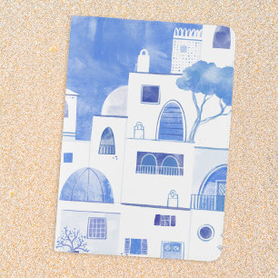 Modern Watercolor Santorini Greek Island Passport Holder