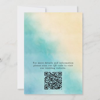 Modern Watercolor Script Ocean Beach QR code Save The Date | Zazzle