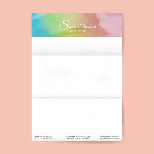 Modern Watercolor Script Rainbow Pastel Letterhead