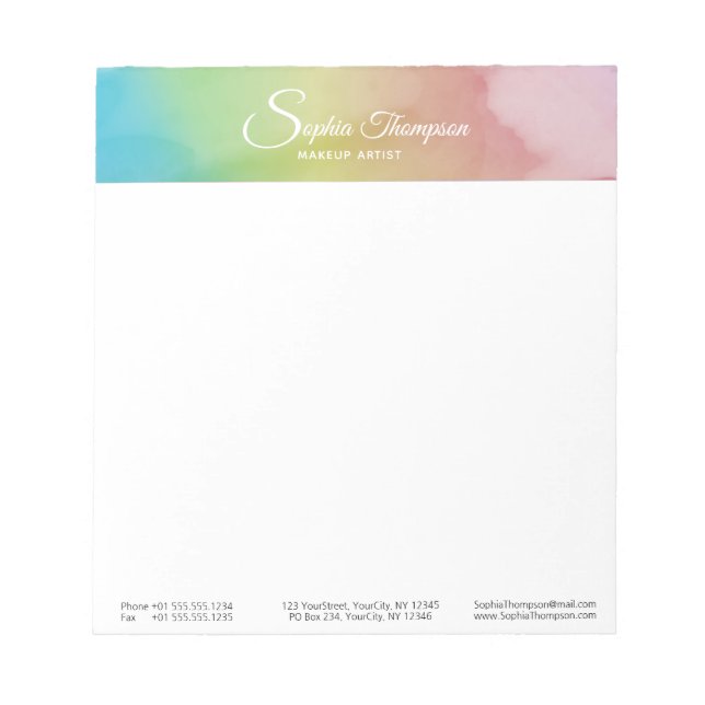 Modern Watercolor Script Rainbow Pastel - Notepad (Front)