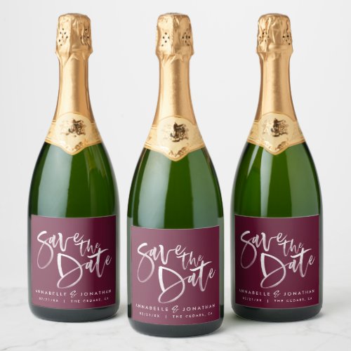 Modern watercolor script typography wedding simple sparkling wine label