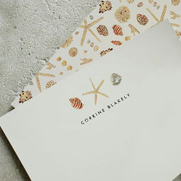 Modern Watercolor Seashells Personalized Note Card