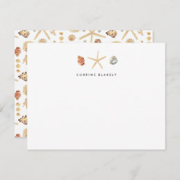 Modern Watercolor Seashells Personalized Note Card