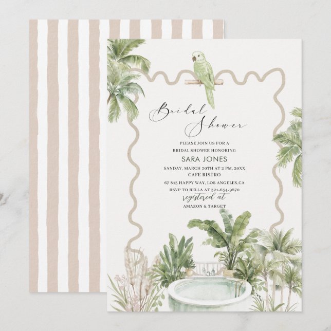 Modern Watercolor Serenity Sands Starlight Bridal  Invitation (Front/Back)
