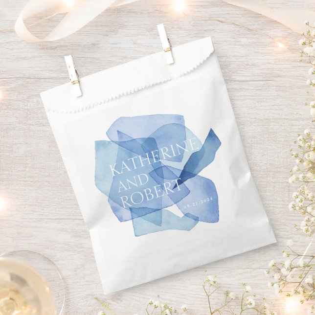 Modern Watercolor Shapes Wedding Monogram Favor Bag (Clipped)