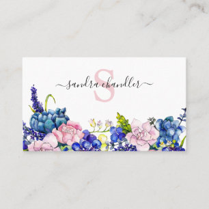 Modern Watercolor Signature Script Florist Business Card