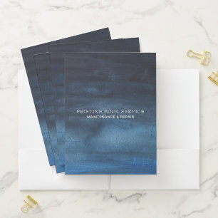 Modern Watercolor Simple Navy Blue Pocket Folder