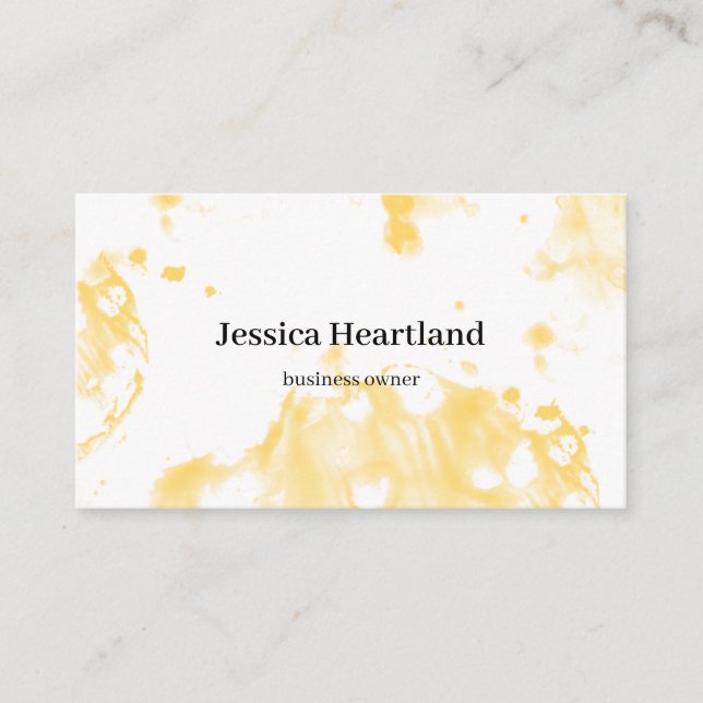 Modern Watercolor Simple Yellow Bartender Business Card (Front)