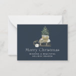 Modern watercolor sleigh Christmas tree corporate  Note Card