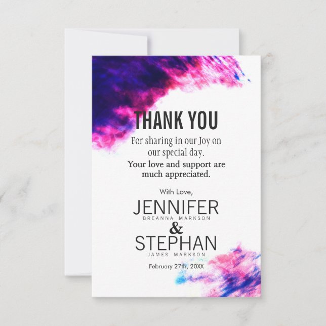 Modern Watercolor Smudges Thank You Cards (Front)