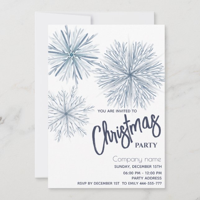 Modern  watercolor snowflake Christmas party Invitation (Front)