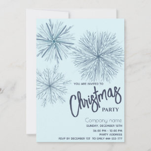 Modern watercolor snowflake Christmas party Invitation
