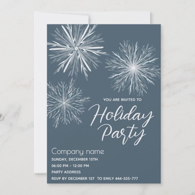 Modern watercolor snowflake Holiday party  Invitation (Front)