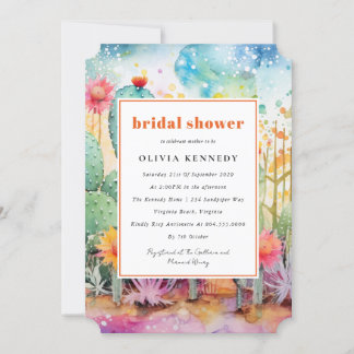 Modern Watercolor Southwest Desert Bridal Shower Invitation