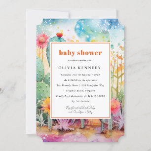 Modern Watercolor Southwest Desert Bridal Shower Invitation