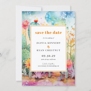 Modern Watercolor Southwest Desert Save the Date Invitation