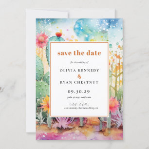 Modern Watercolor Southwest Desert Save the Date  Invitation